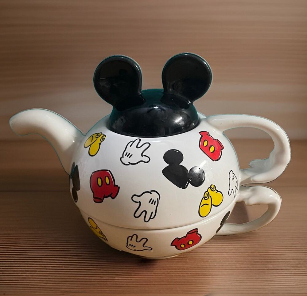 Mickey Mouse Tea For One Ceramic Teapot Cup Set Vintage Disney Thailand
